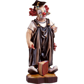 Klaun študent drevená socha