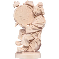 Klaun s maľovanými hodinami drevená socha