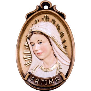 Drevený medailón Panny Márie Fatimskej