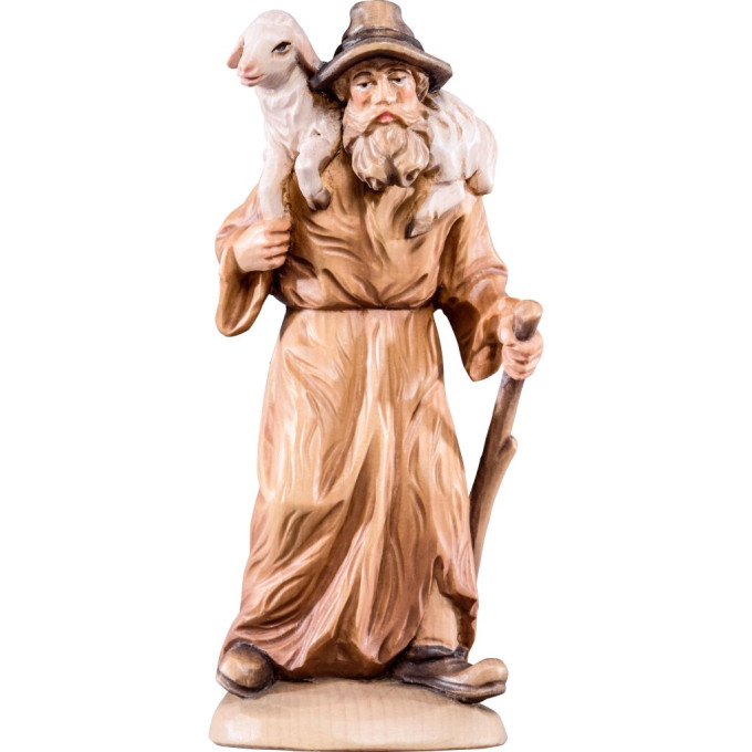 Pastier s ovcou na pleci - farmársky z borovice