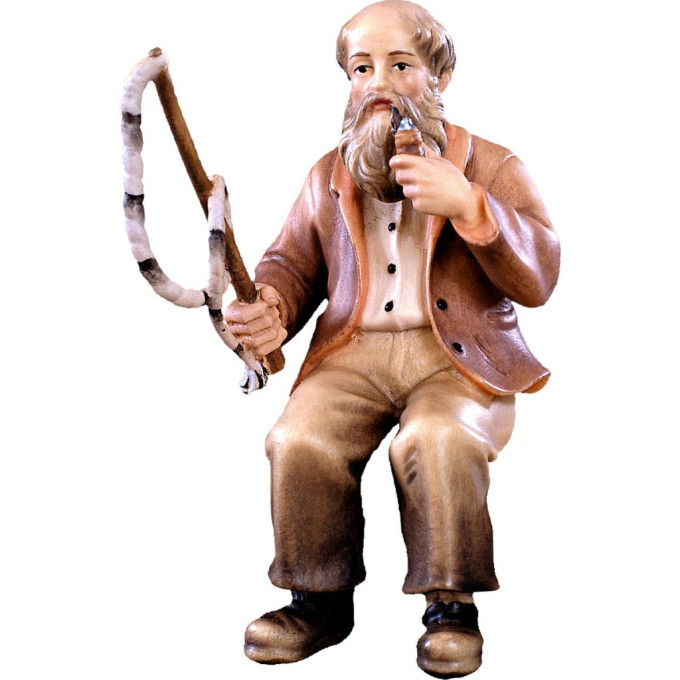 Sediaci povozník drevená soška