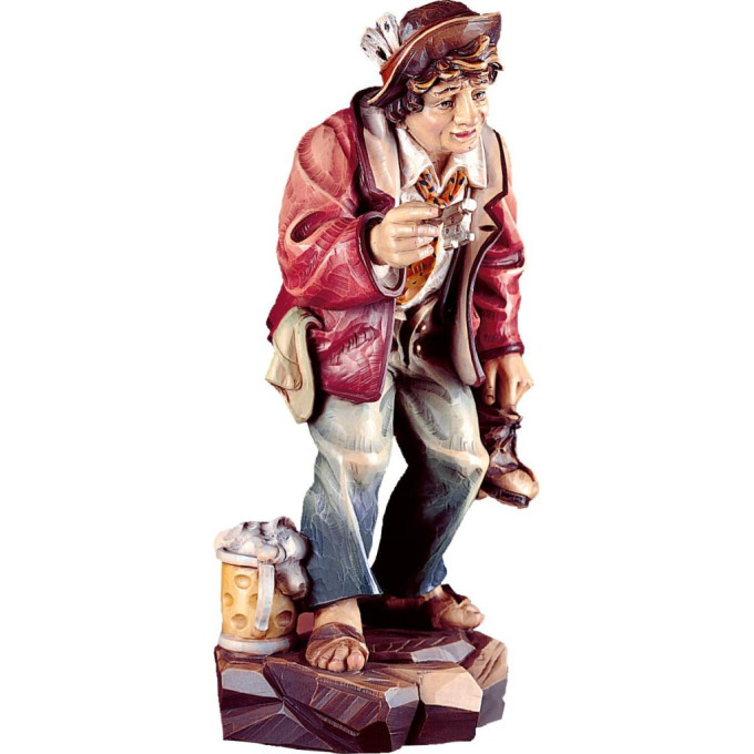 Chlap v dobrej nálade drevená socha