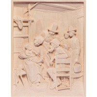 Drevený reliéf " U starých rodičov"