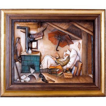 Drevený obraz " Chudobný básnik" Spitzweg