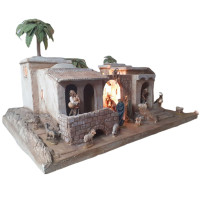 Drevený betlehem orientálny so svetlom a 19 figúrkami