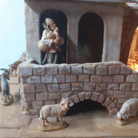 Drevený betlehem orientálny so svetlom a 19 figúrkami