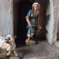 Drevený betlehem orientálny so svetlom a 19 figúrkami