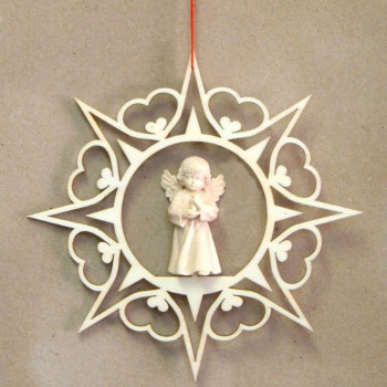 Krištáľová hviezda s anjelom a sviečkou
