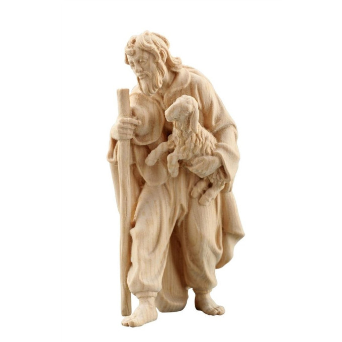 Shepherd with stick and a lamb in his arms for Nativity scene - Alpine