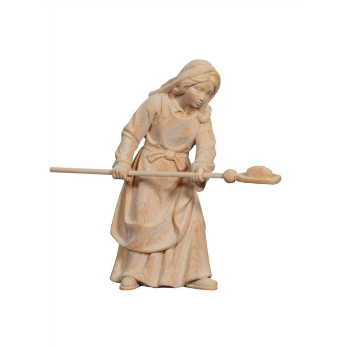 Shepherdess with bread for Nativity scene - Alpine